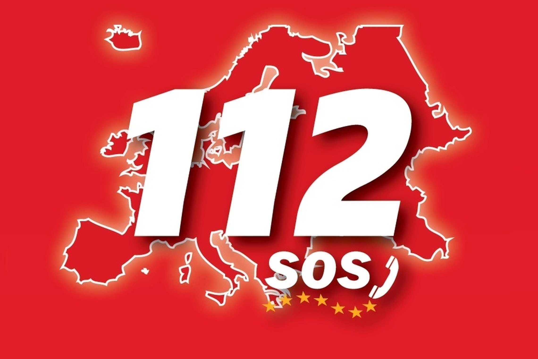 Europinis numerio 112 logotipas Europos žemėlapio fone