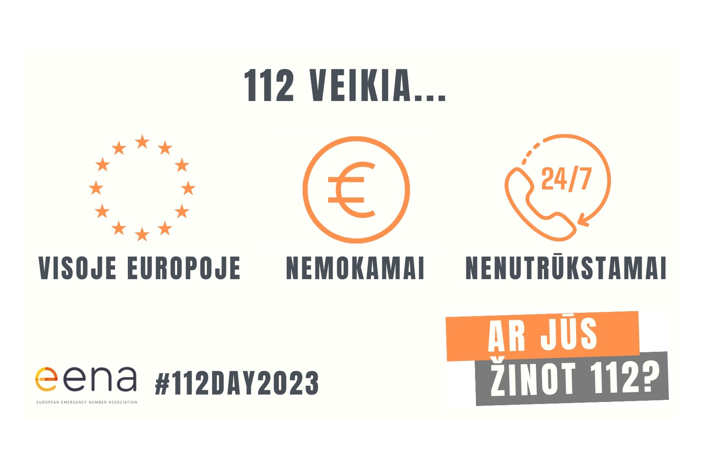 Numerio 112 dienai skirtas Europos skubios pagalbos numerio asociacijos vizualas