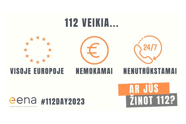 Numerio 112 dienai skirtas Europos skubios pagalbos numerio asociacijos vizualas
